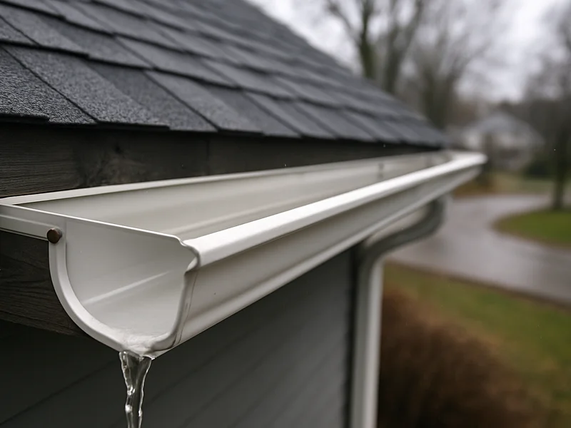 After: cleared gutter draining freely on a Sheboygan, WI home
