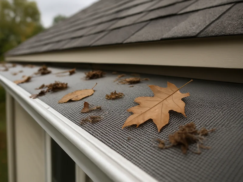 After: gutter guard shedding leaves off the roofline
