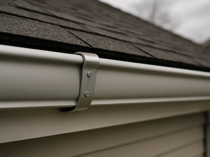 After: repaired gutter re-hung and properly pitched